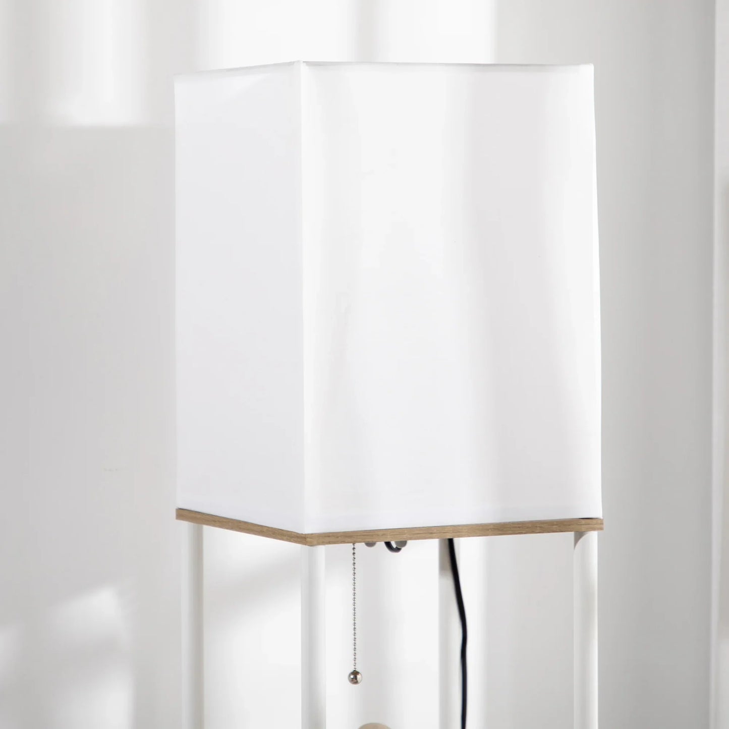 3-Tier Floor Lamp with Storage & Fabric Shade