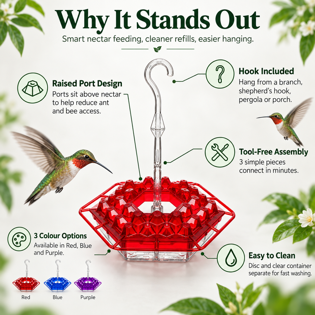 Hummingbird Feeder – Ant-Proof Hanging Bird Feeder with Hook