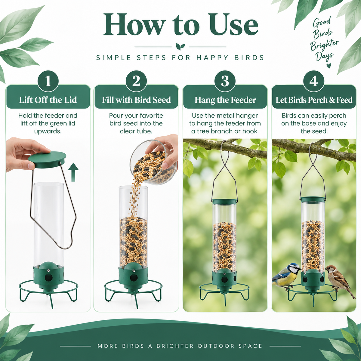 Hanging Bird Feeder – Wild Bird Seed Feeder for Outdoor Garden