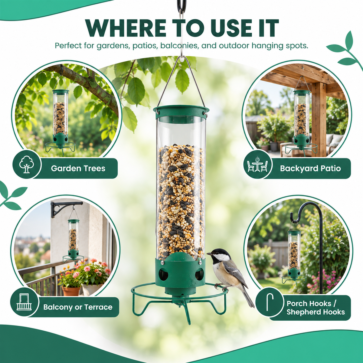 Hanging Bird Feeder – Wild Bird Seed Feeder for Outdoor Garden