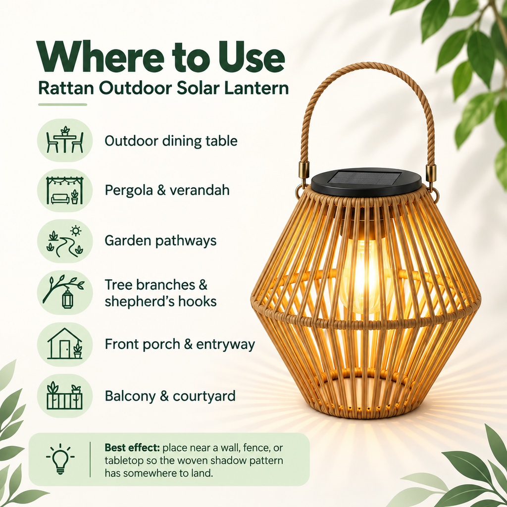 Rattan Outdoor Lanterns – Solar Lights, Hanging Garden Lanterns