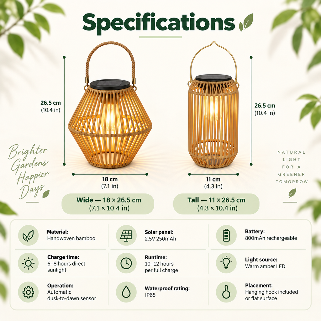 Rattan Outdoor Lanterns – Solar Lights, Hanging Garden Lanterns