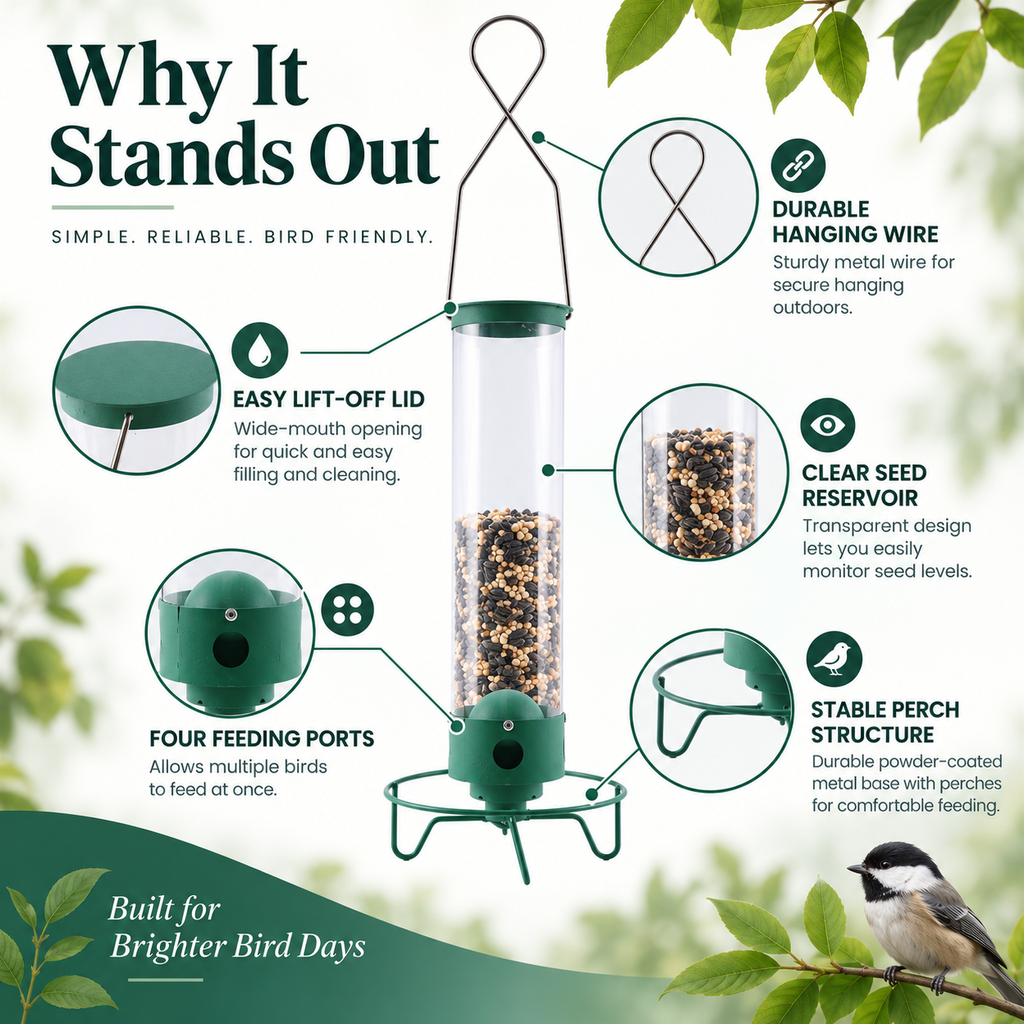 Hanging Bird Feeder – Wild Bird Seed Feeder for Outdoor Garden