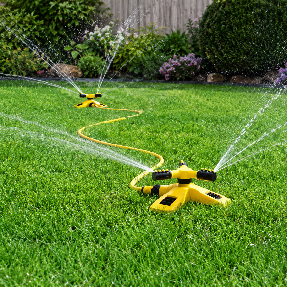 360° Rotating Garden Sprinkler – Triple Nozzle Lawn Water Sprinkler
