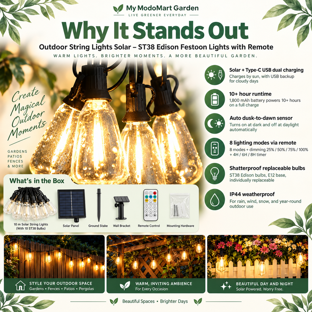 Solar Festoon Lights – Outdoor Party Lights and Edison Bulb Lights