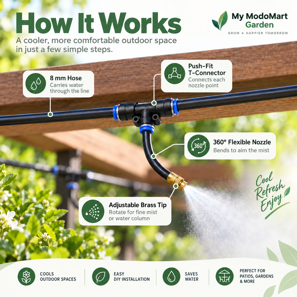 20m Garden Cooling Kit – Patio Misting System