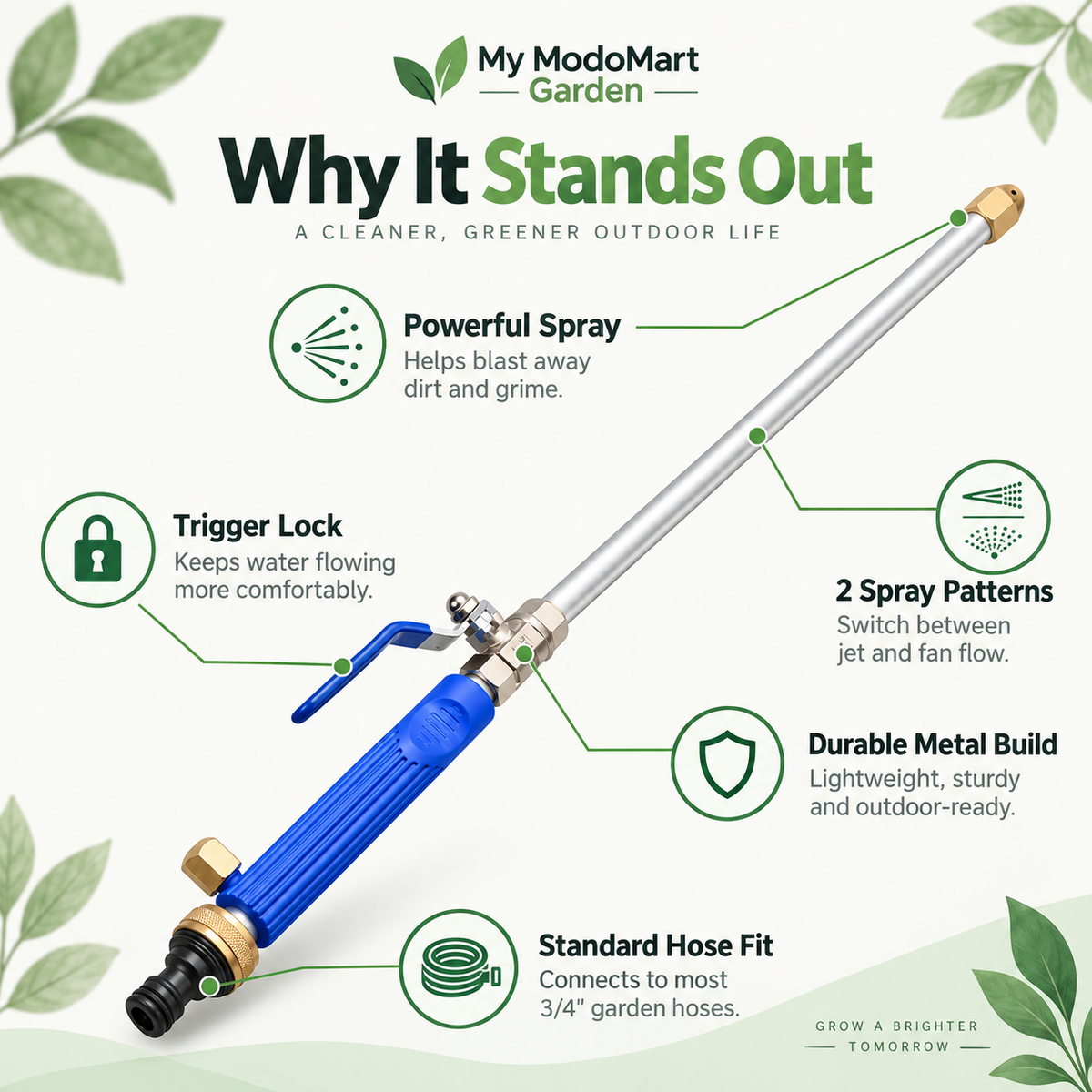 High Pressure Hose Spray Wand – Garden Hose Nozzle