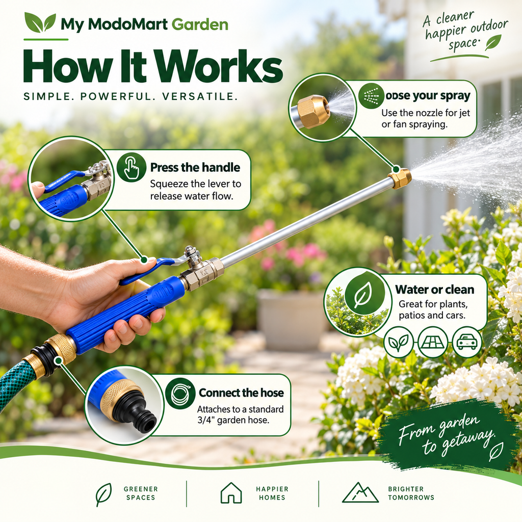 High Pressure Hose Spray Wand – Garden Hose Nozzle