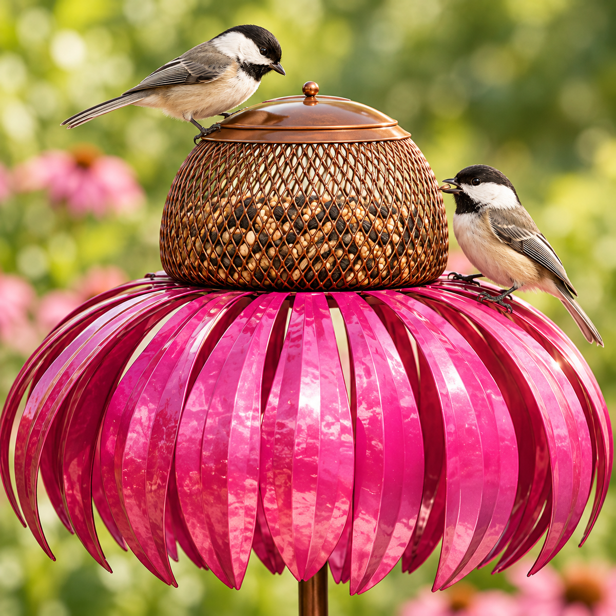 Flower Bird Feeder – Metal Garden Stake, 3 Colours