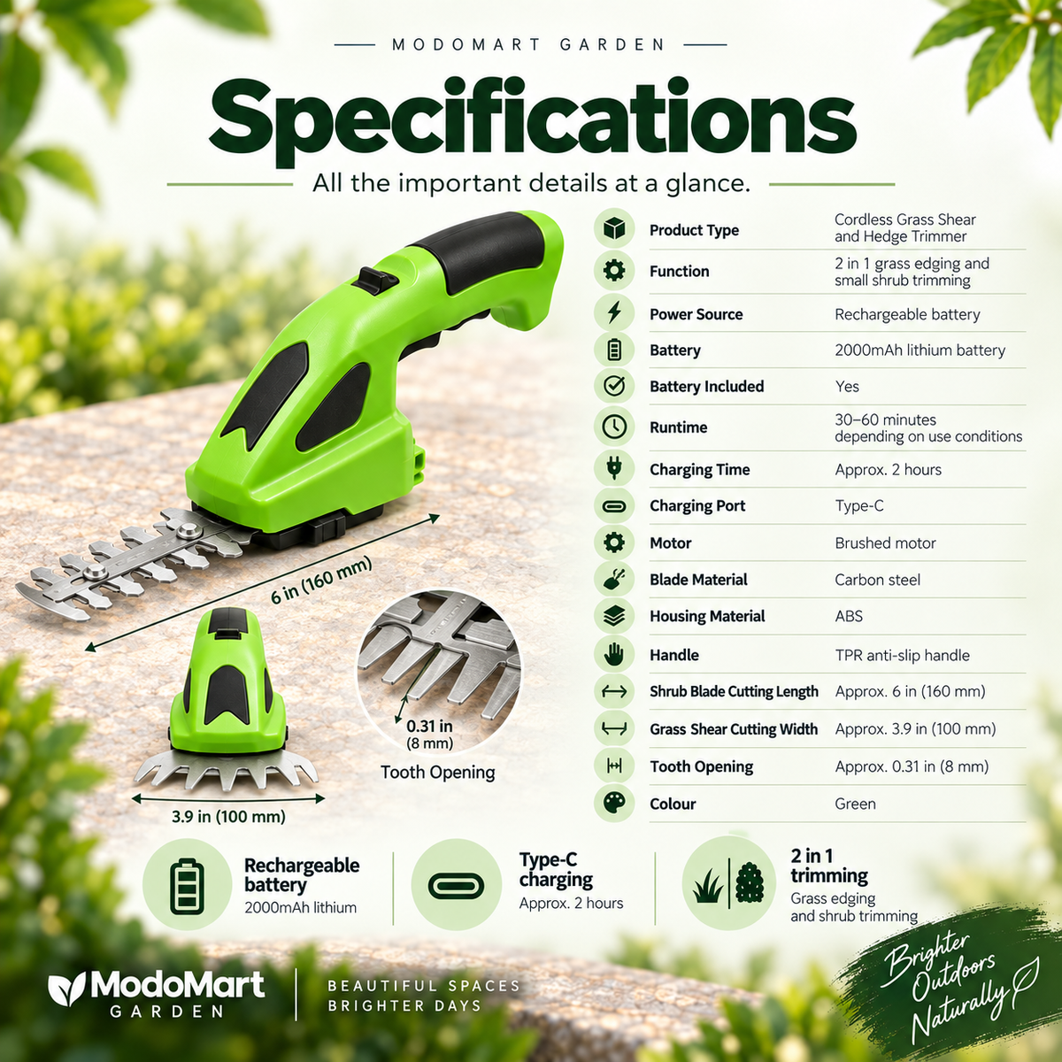 Cordless Hedge Trimmer and Grass Shears – Handheld Garden Shears
