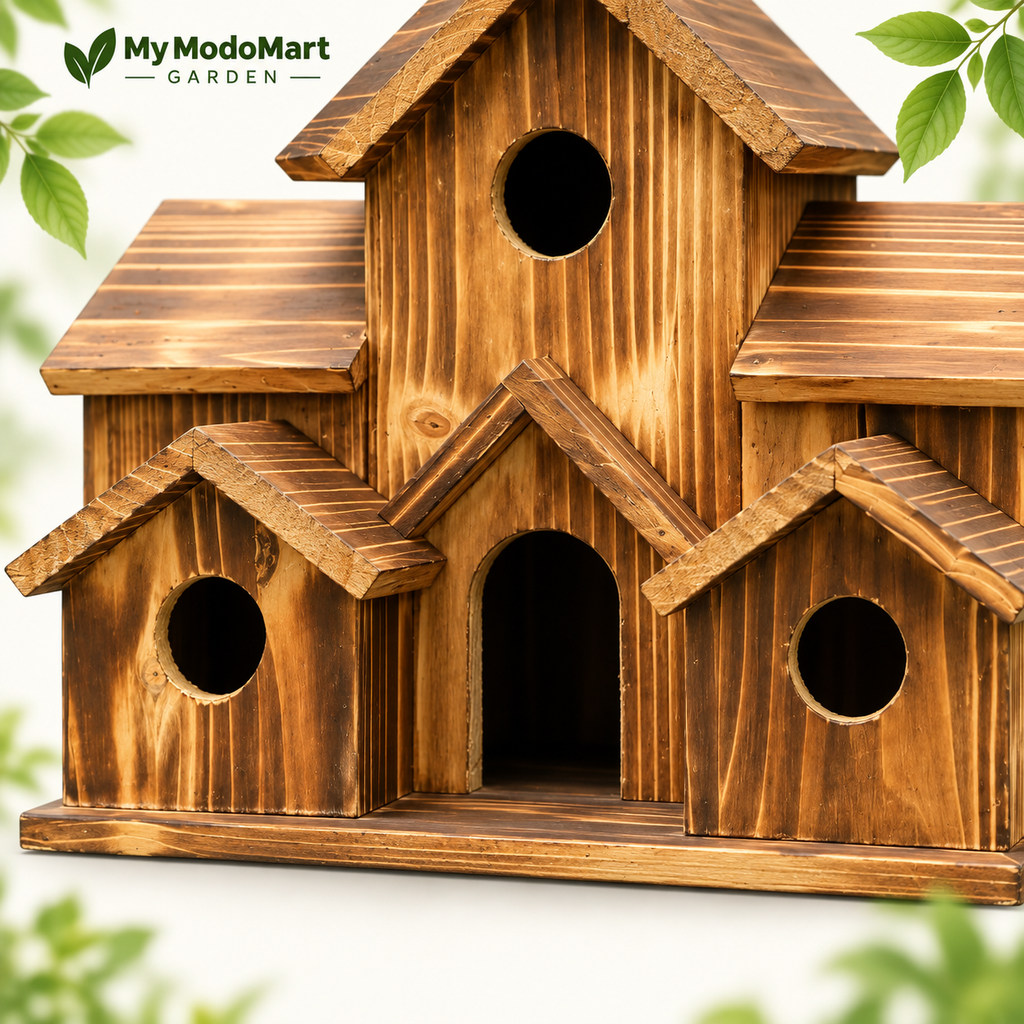 6-Hole Hanging Bird House – Wooden Garden Nest Box