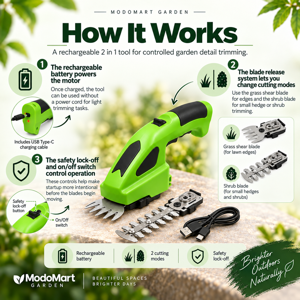 Cordless Hedge Trimmer and Grass Shears – Handheld Garden Shears