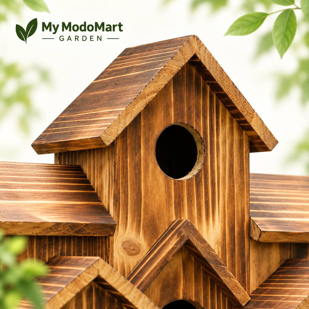 6-Hole Hanging Bird House – Wooden Garden Nest Box