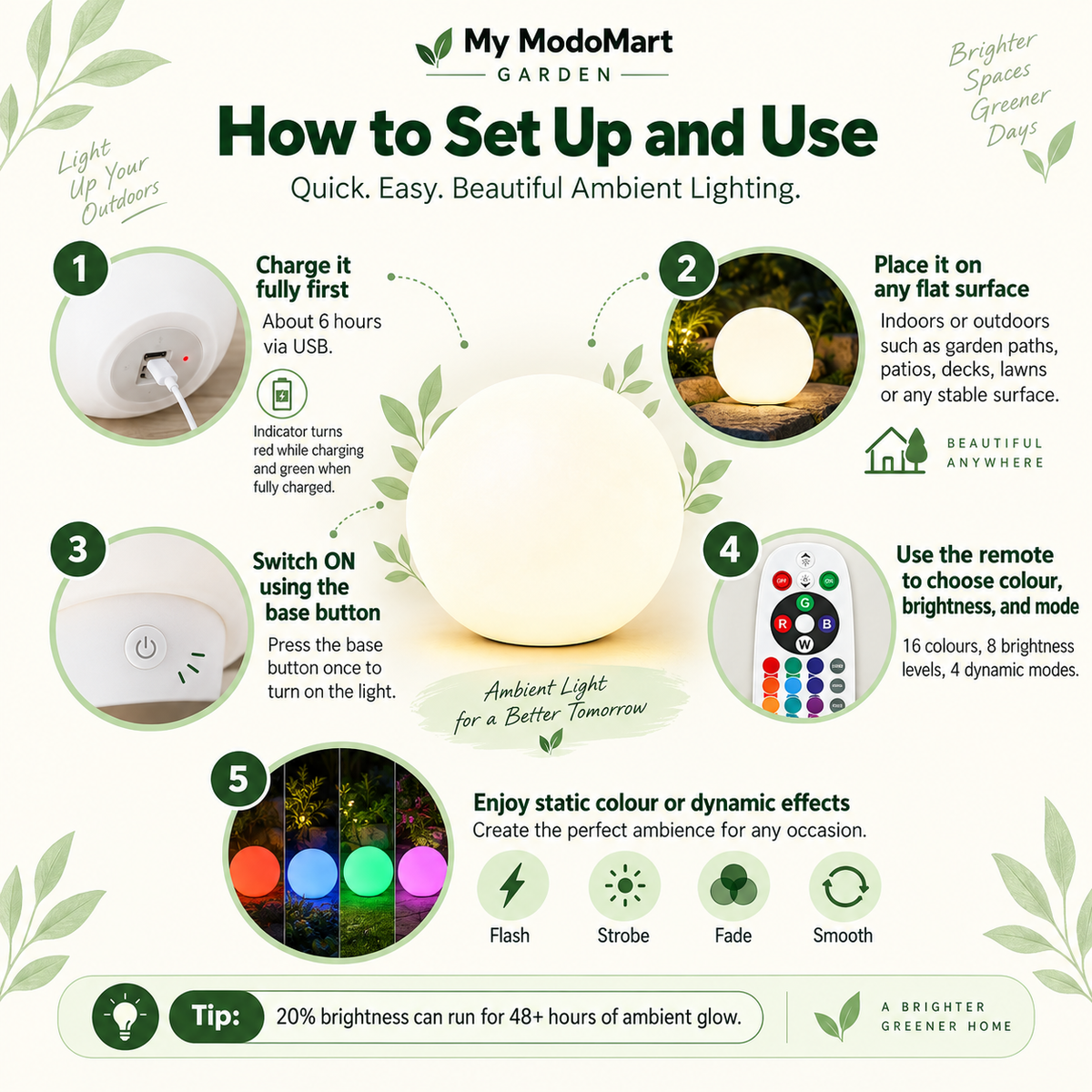 Rechargeable Garden Lights – LED Balls with Remote, Mood Lighting