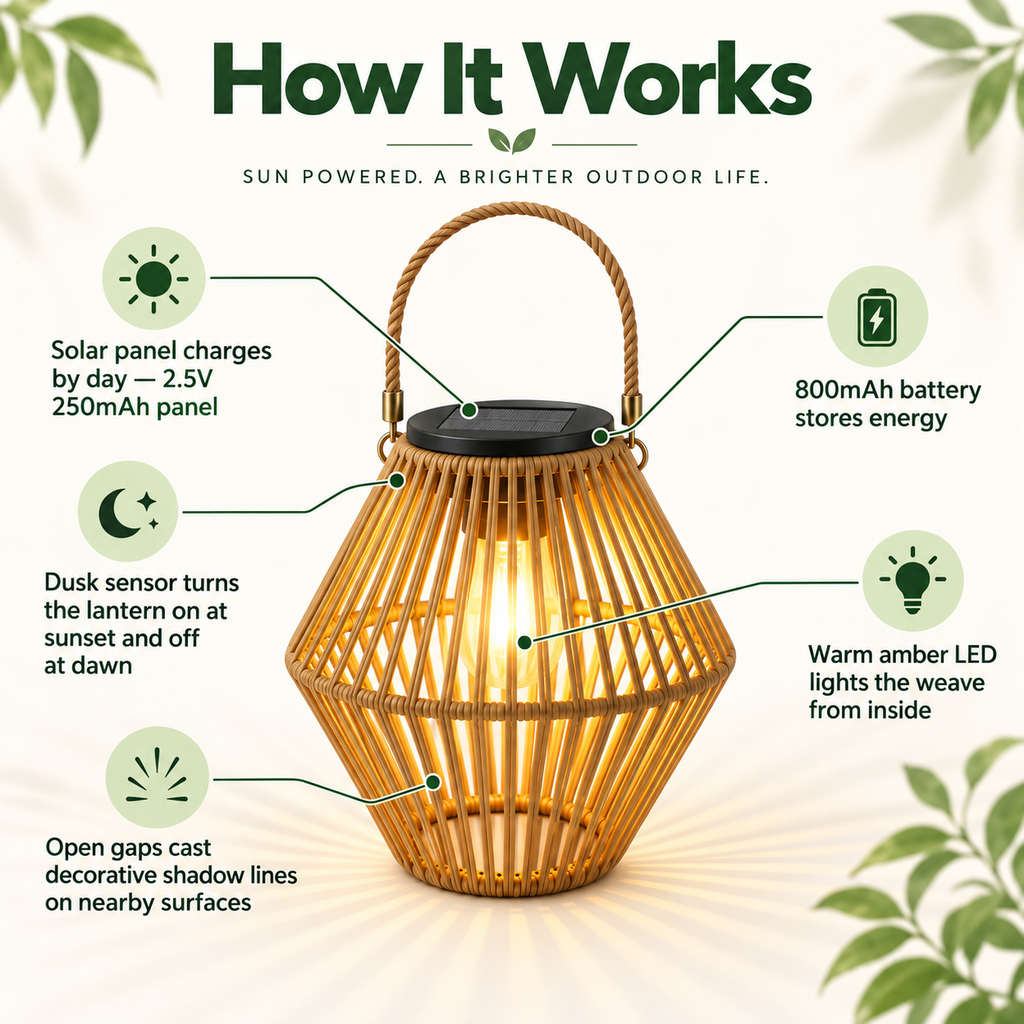 Rattan Outdoor Lanterns – Solar Lights, Hanging Garden Lanterns