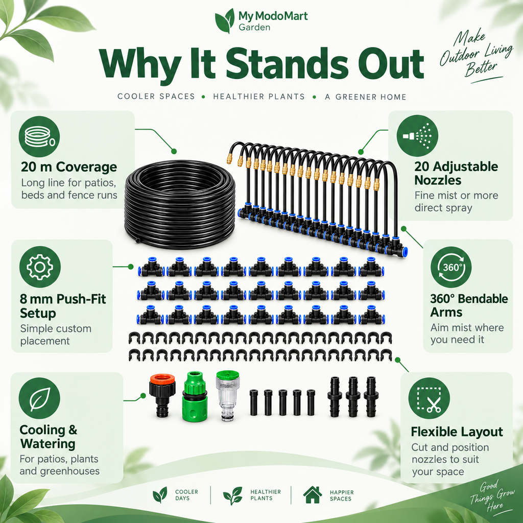 20m Garden Cooling Kit – Patio Misting System