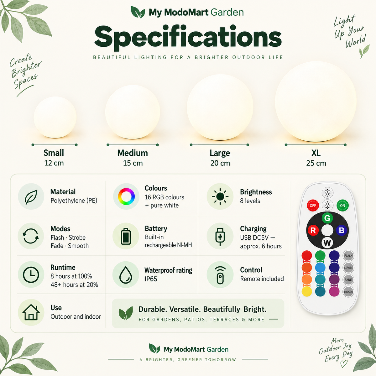 Rechargeable Garden Lights – LED Balls with Remote, Mood Lighting