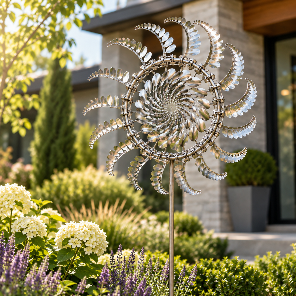 Kinetic Sculpture Wind Spinner – Stainless Metal Garden Art