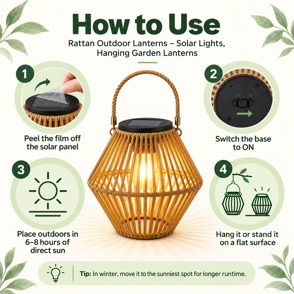 Rattan Outdoor Lanterns – Solar Lights, Hanging Garden Lanterns
