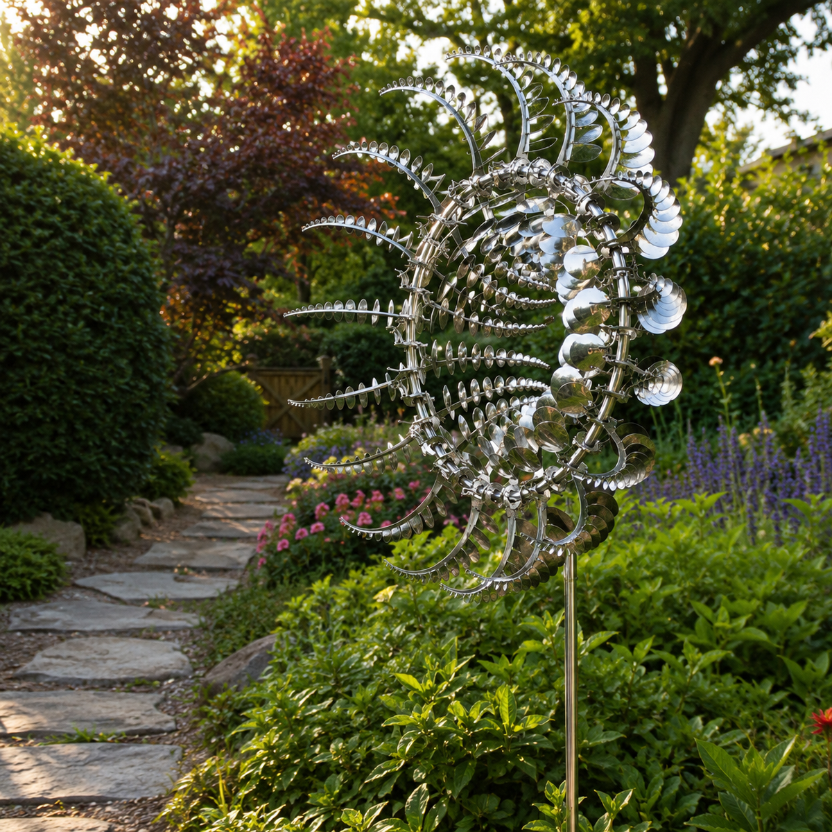 Kinetic Sculpture Wind Spinner – Stainless Metal Garden Art