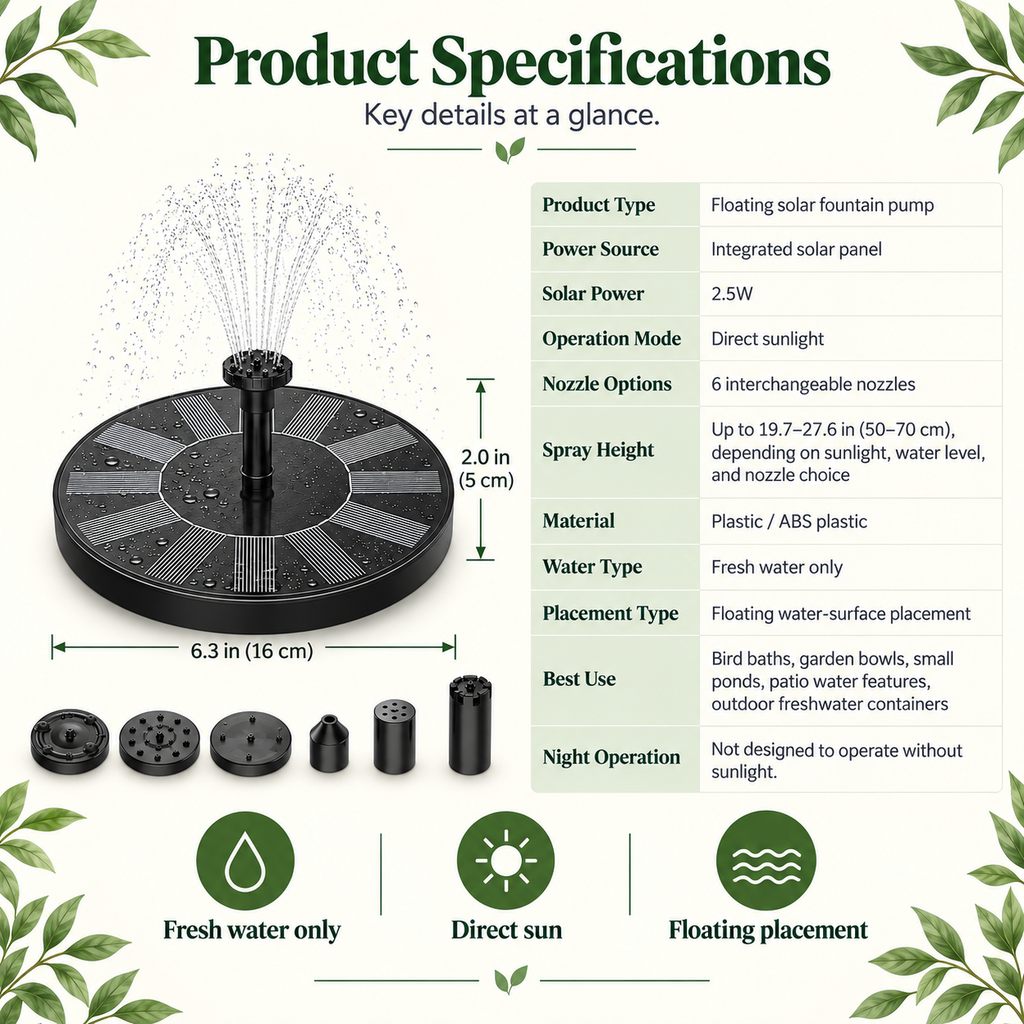Solar Water Fountain – Bird Bath Fountain and Solar Fountain Pump
