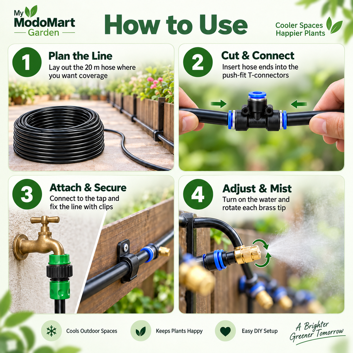 20m Garden Cooling Kit – Patio Misting System