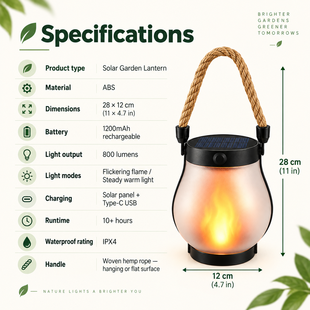 Solar Lanterns with Flame Glow – LED Garden Lanterns, Patio Lights