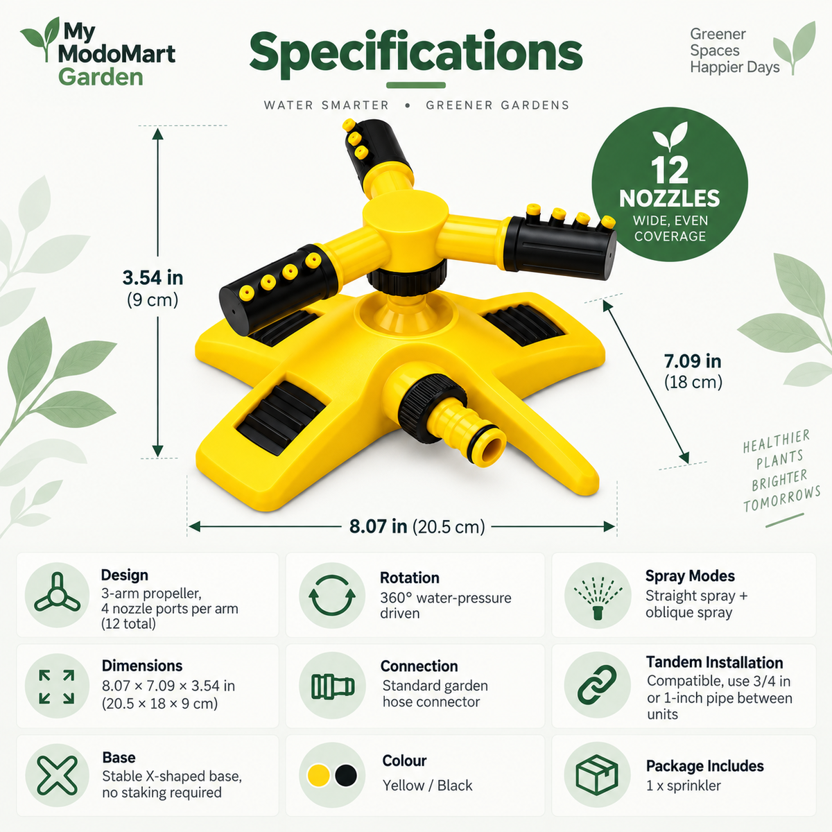360° Rotating Garden Sprinkler – Triple Nozzle Lawn Water Sprinkler