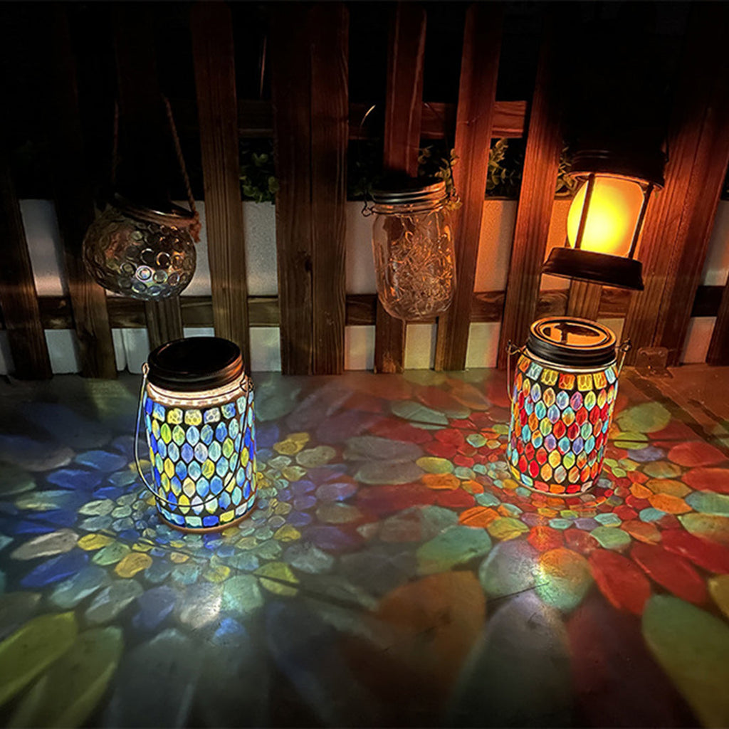 Solar Garden Lights – Handcrafted Stained Glass Lantern with Waterproof Design 0
