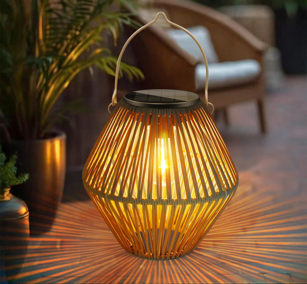 Solar Lantern – Handwoven Rattan with Automatic Dusk-to-Dawn Sensor for Outdoor Use 7