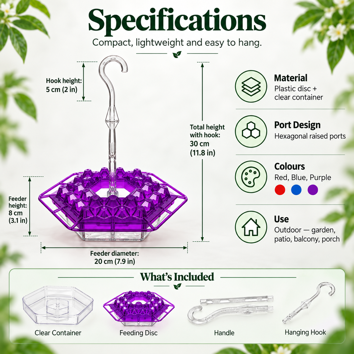 Hummingbird Feeder – Ant-Proof Hanging Bird Feeder with Hook