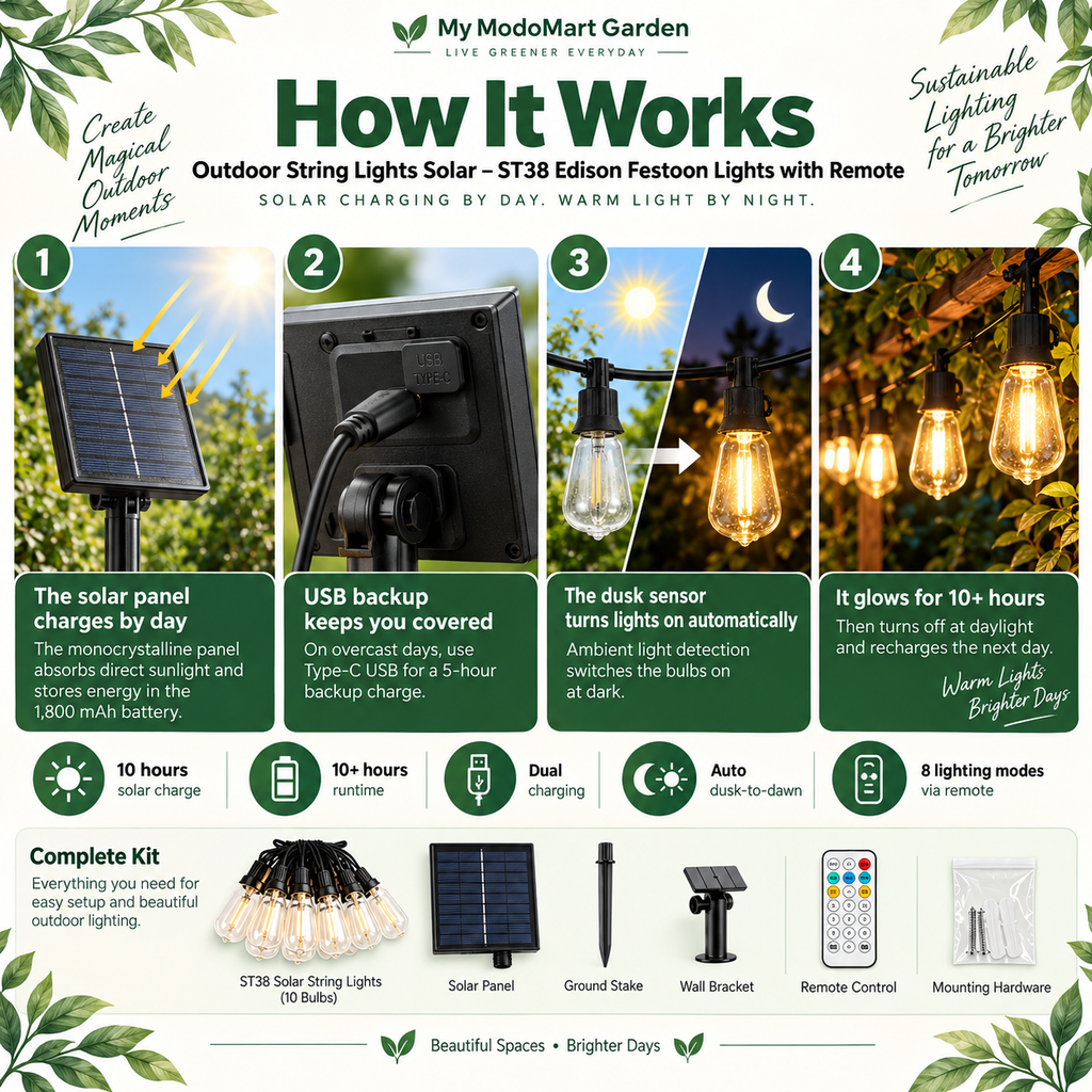 Solar Festoon Lights – Outdoor Party Lights and Edison Bulb Lights