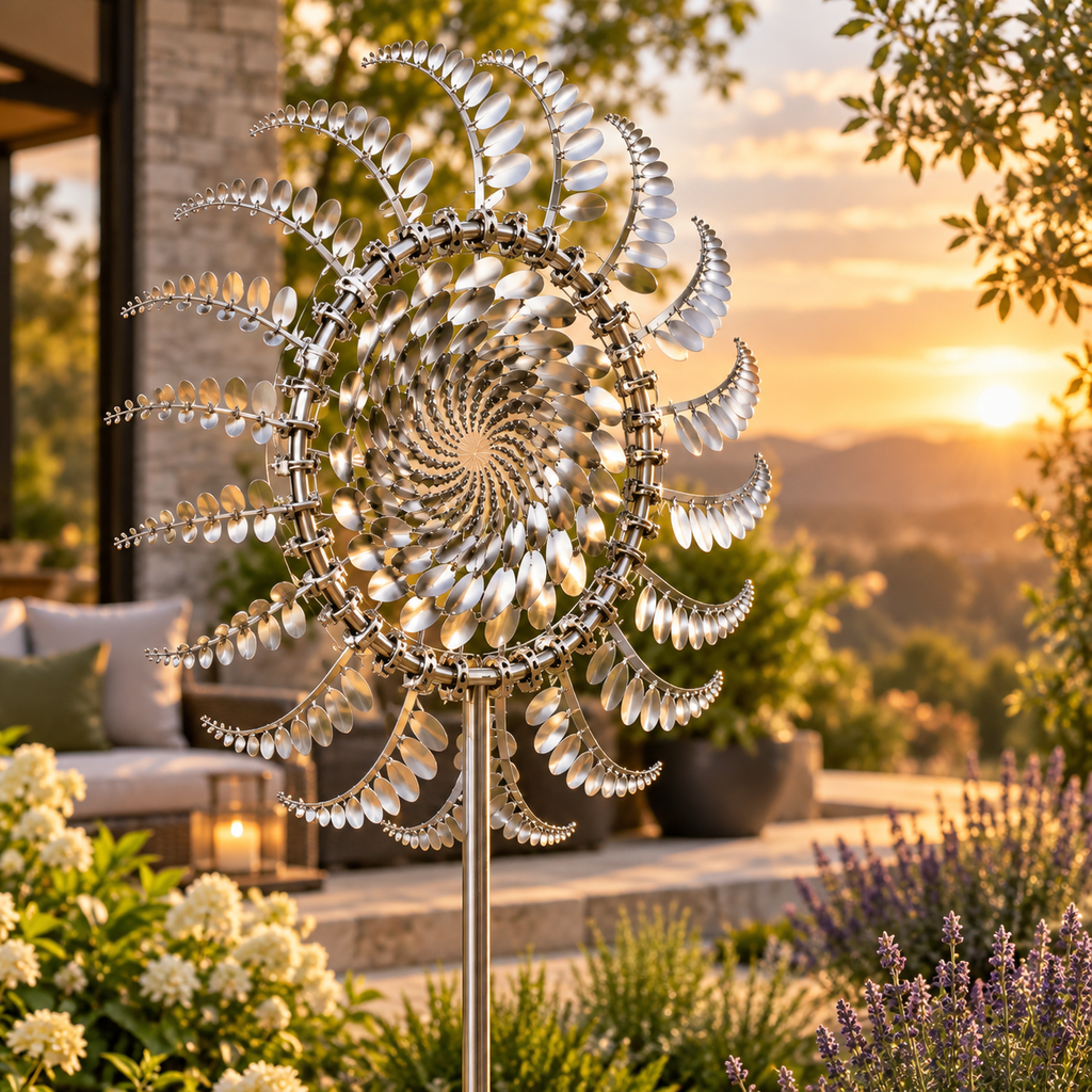Kinetic Sculpture Wind Spinner – Stainless Metal Garden Art