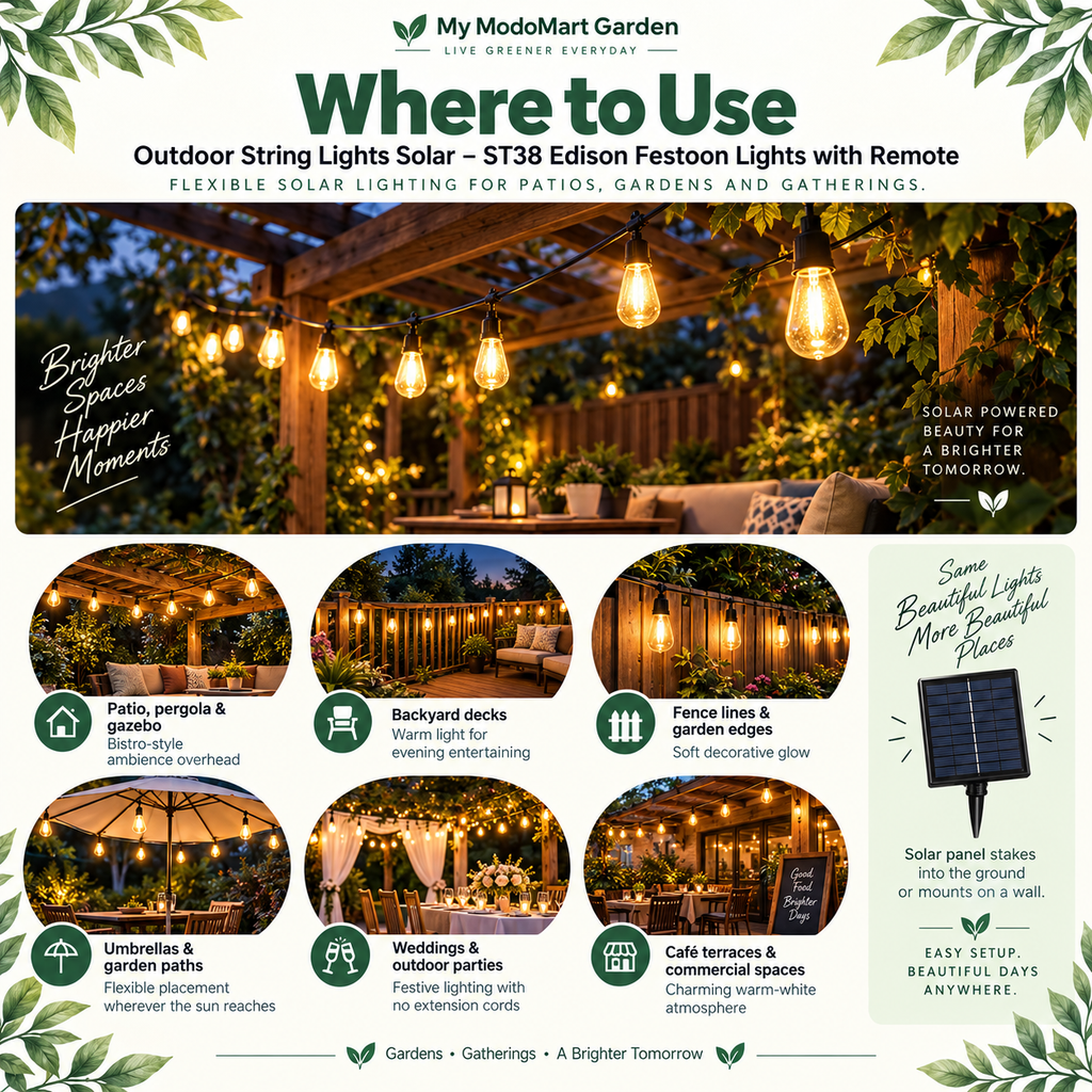 Solar Festoon Lights – Outdoor Party Lights and Edison Bulb Lights