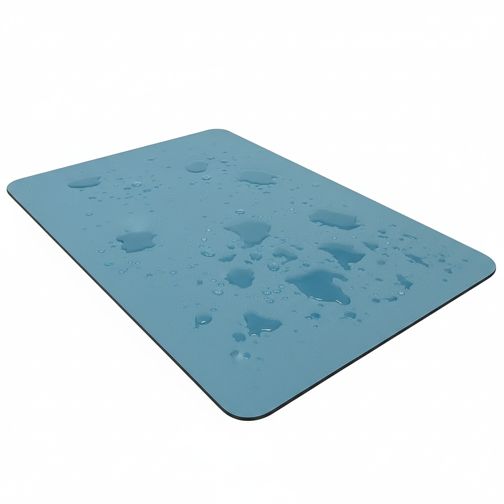 Blue mat diagonal view