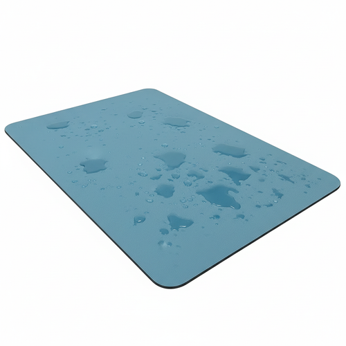 Blue mat diagonal view