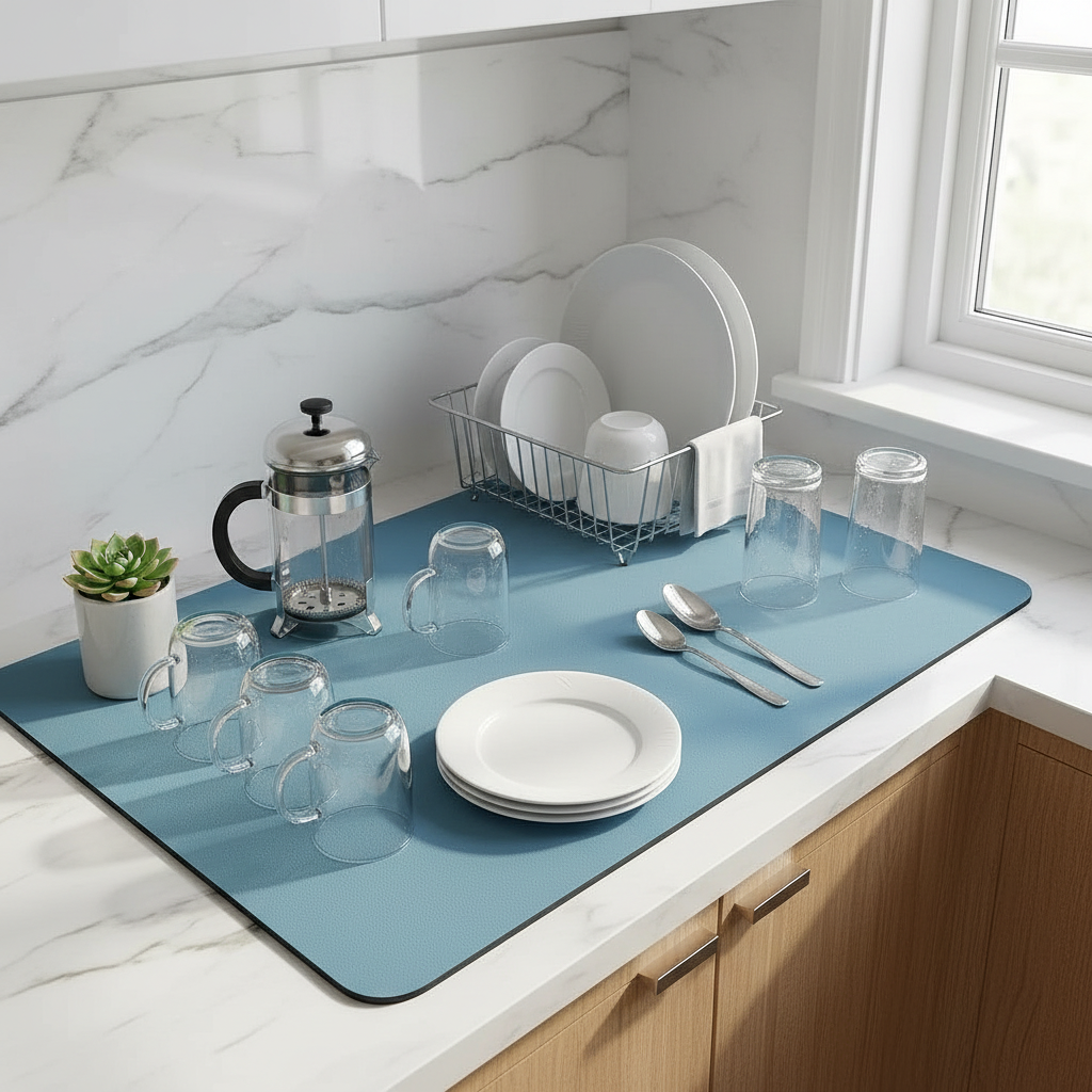 Blue mat overhead marble