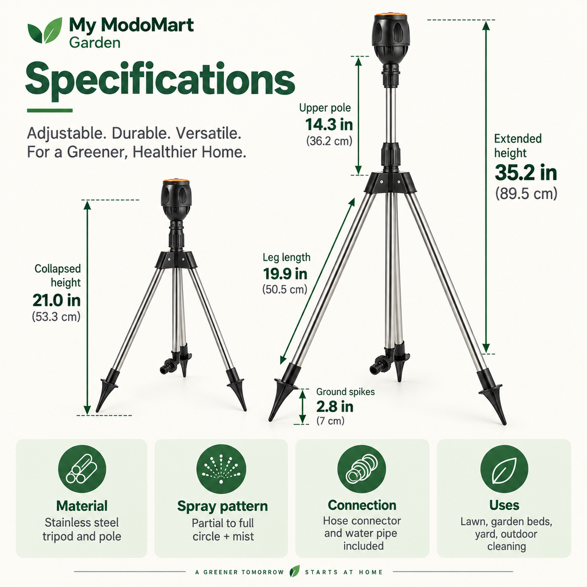 Adjustable Rotating Lawn Sprinkler – Garden Sprinkler with Tripod Stand