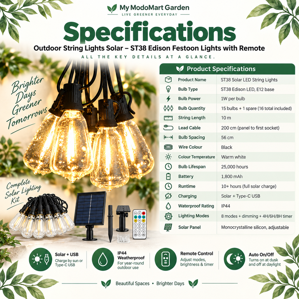 Solar Festoon Lights – Outdoor Party Lights and Edison Bulb Lights