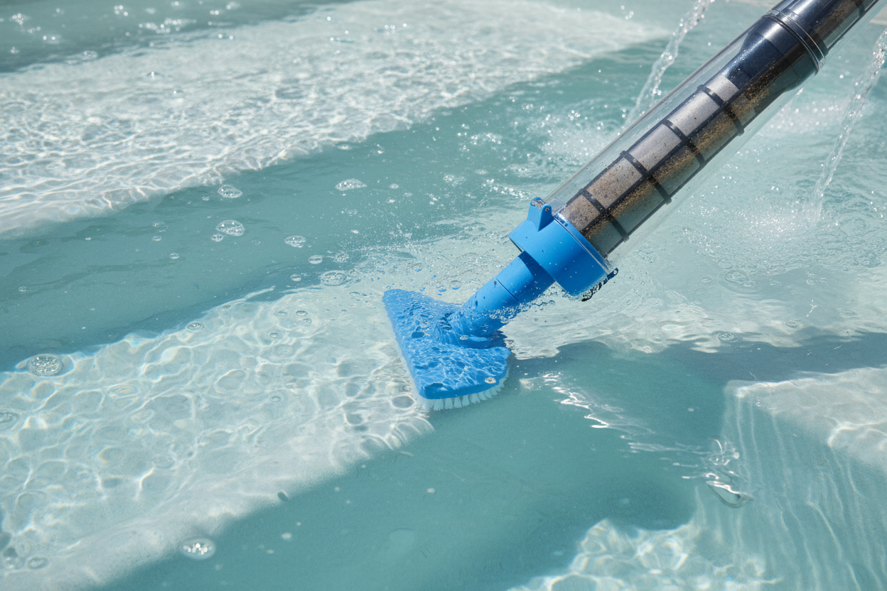 Cleaning spa steps close-up