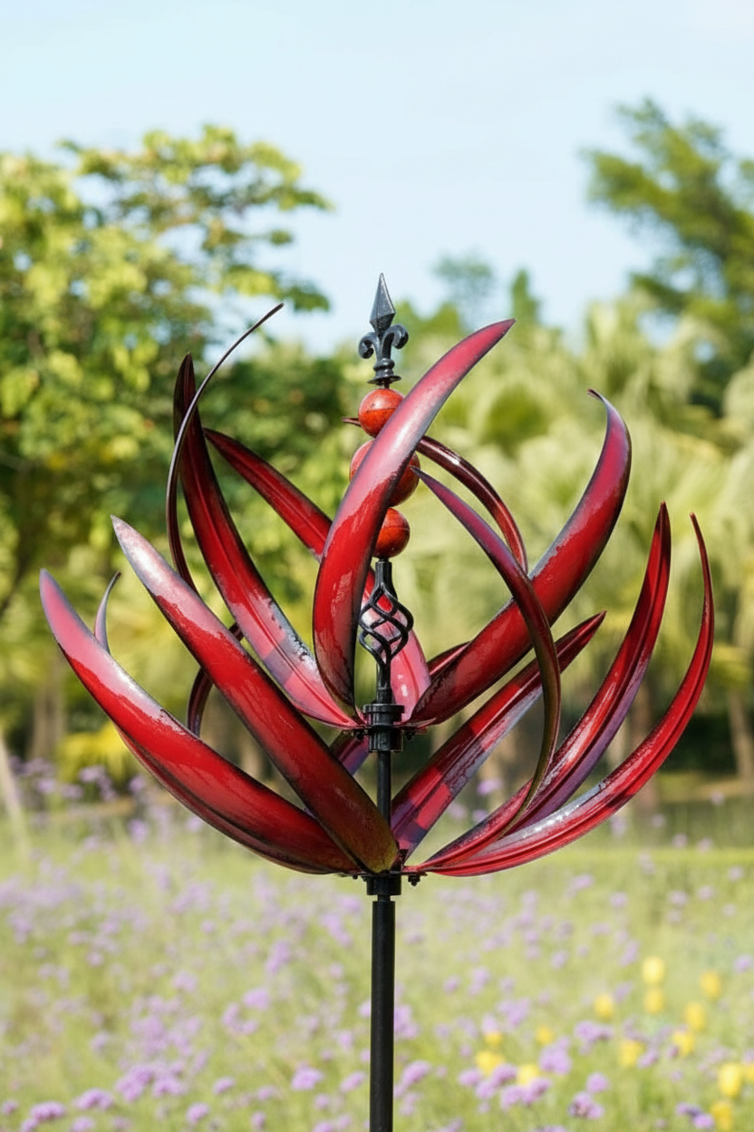 Lotus Wind Spinner – Metal Garden Decor and Garden Ornaments, 90cm