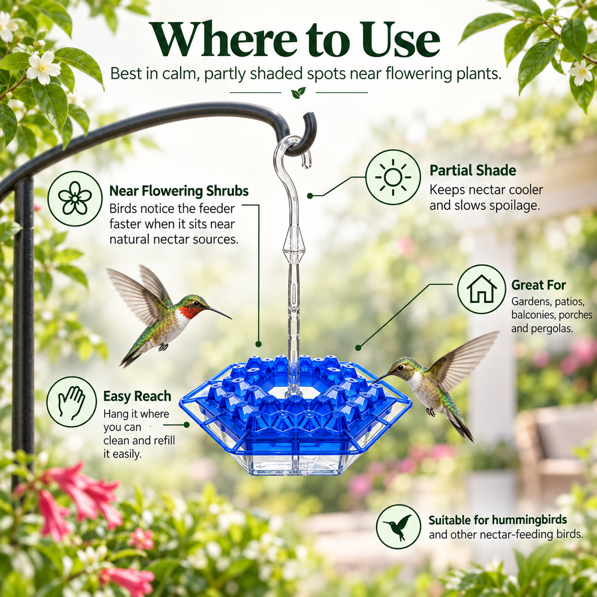 Hummingbird Feeder – Ant-Proof Hanging Bird Feeder with Hook