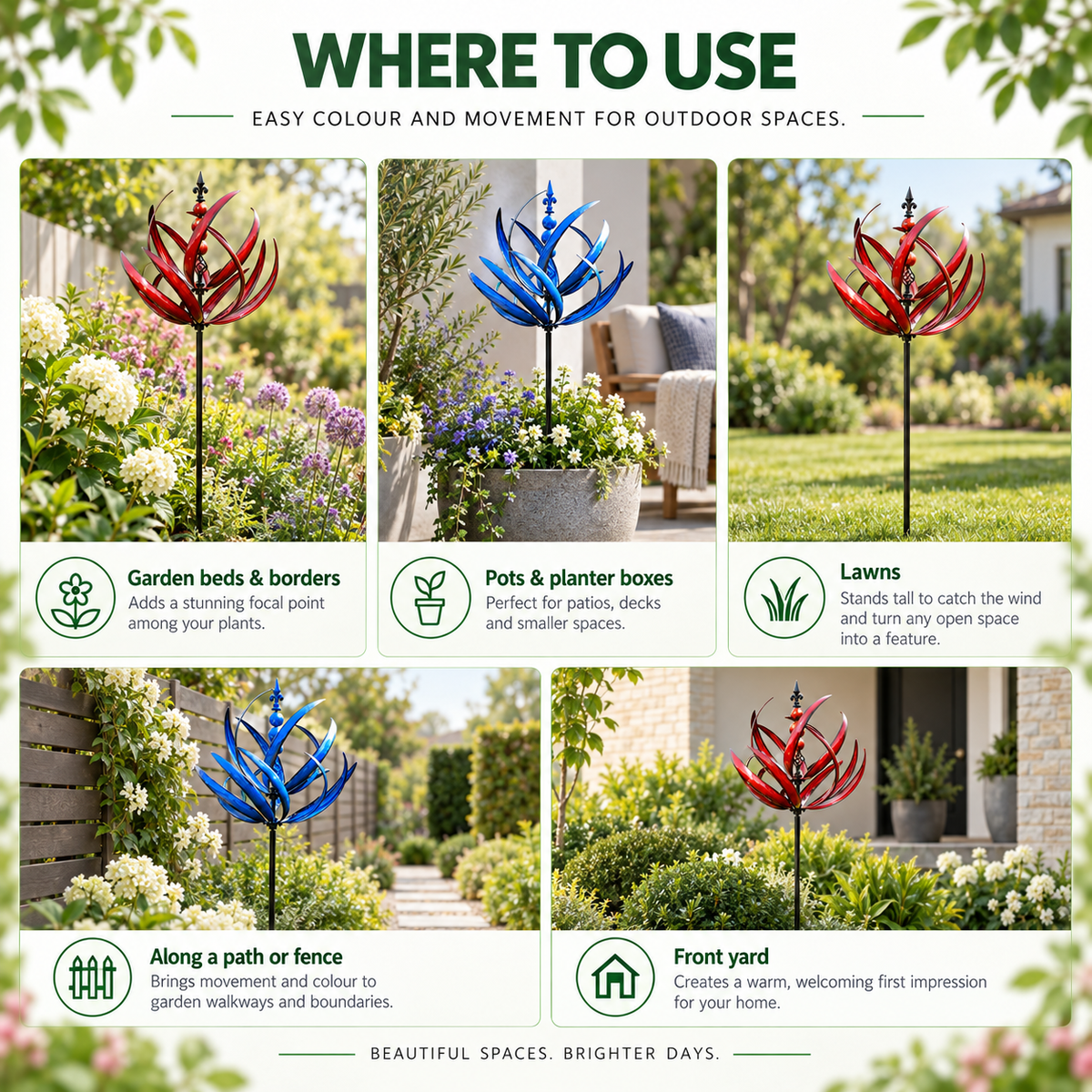 Lotus Wind Spinner – Metal Garden Decor and Garden Ornaments, 90cm