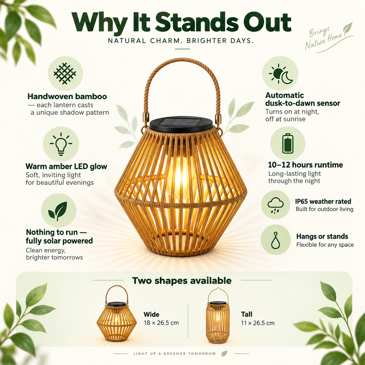 Rattan Outdoor Lanterns – Solar Lights, Hanging Garden Lanterns