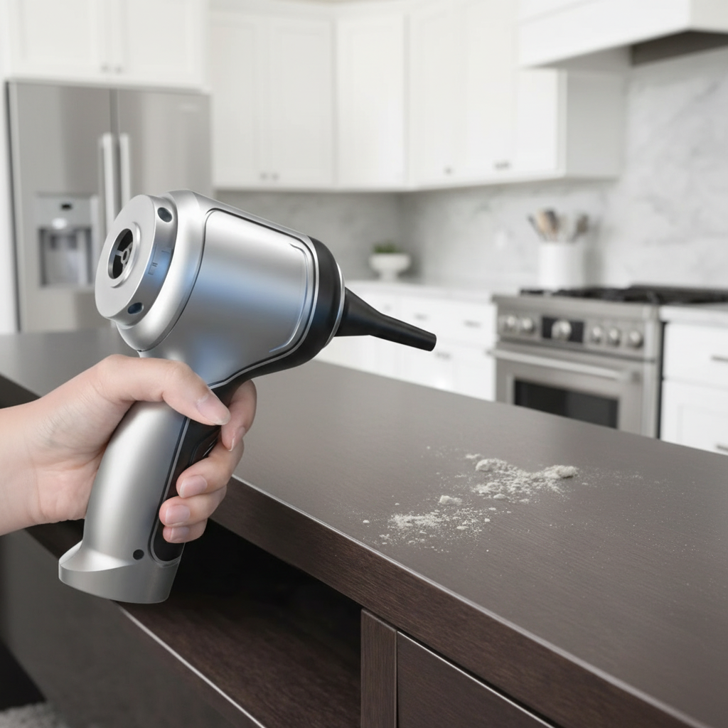 Desk cleaning - kitchen background