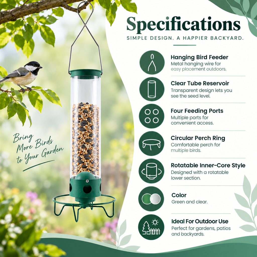 Hanging Bird Feeder – Wild Bird Seed Feeder for Outdoor Garden