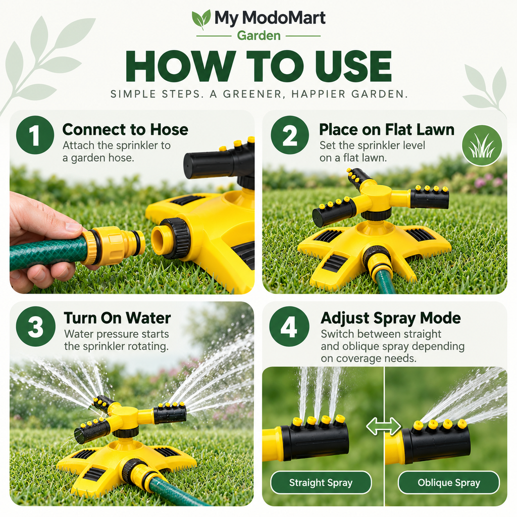 360° Rotating Garden Sprinkler – Triple Nozzle Lawn Water Sprinkler