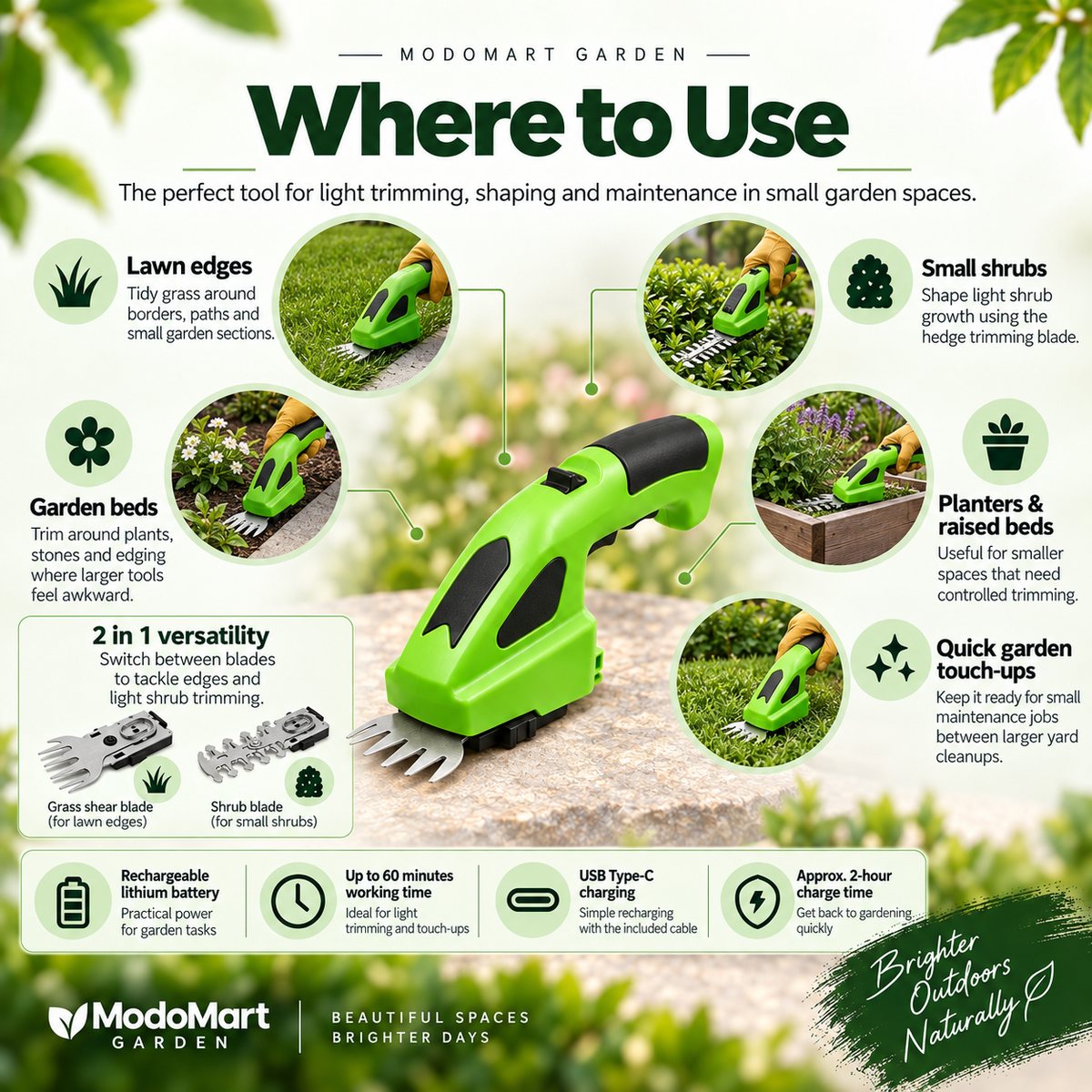 Cordless Hedge Trimmer and Grass Shears – Handheld Garden Shears