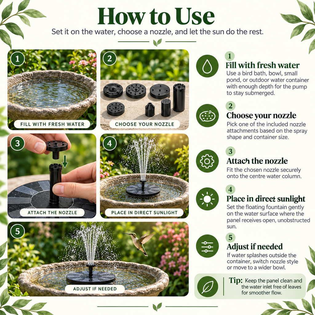 Solar Water Fountain – Bird Bath Fountain and Solar Fountain Pump