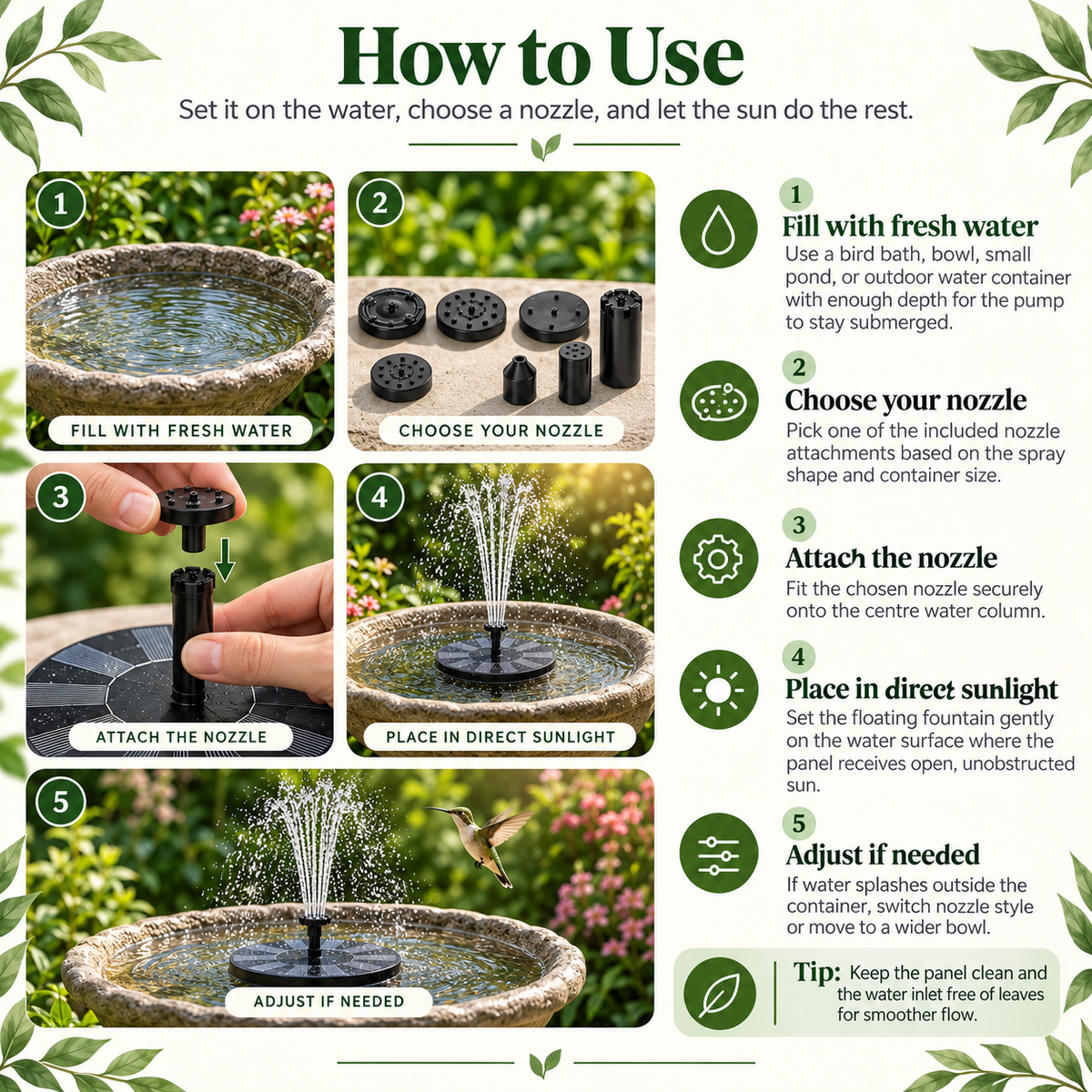 Solar Water Fountain – Bird Bath Fountain and Solar Fountain Pump